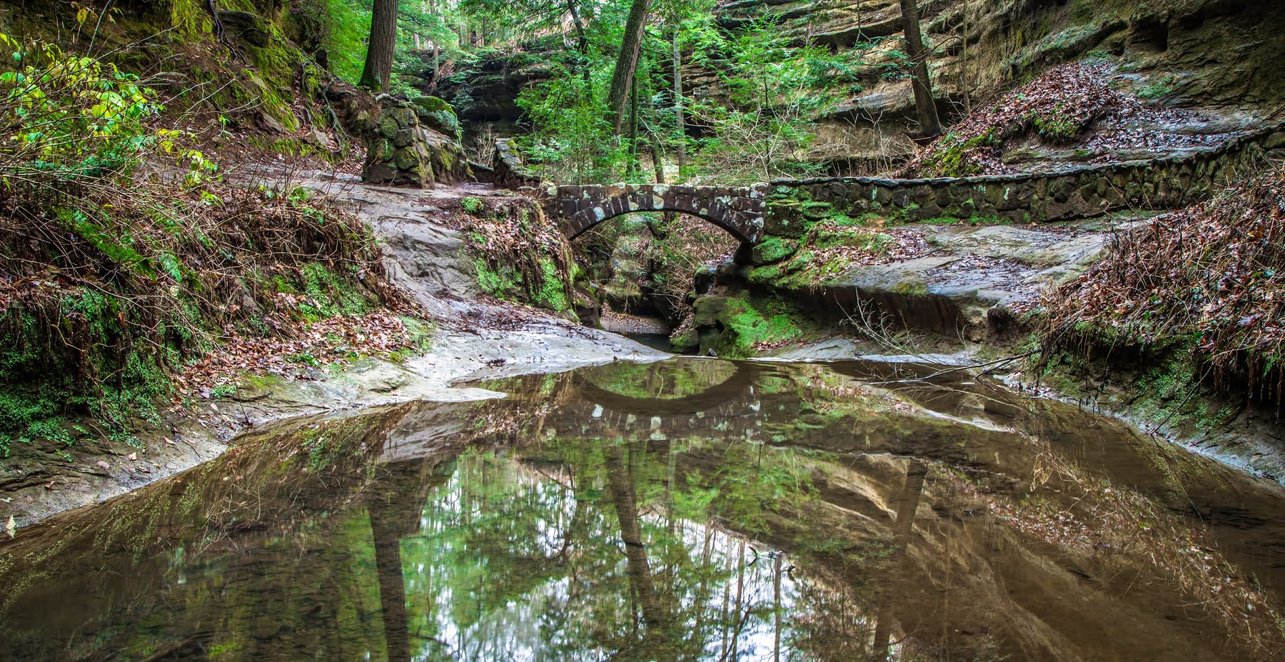 Brick Footbridge Along A Hiking Trail In Hocking Hills