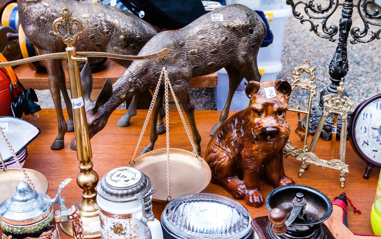 Antique items on table