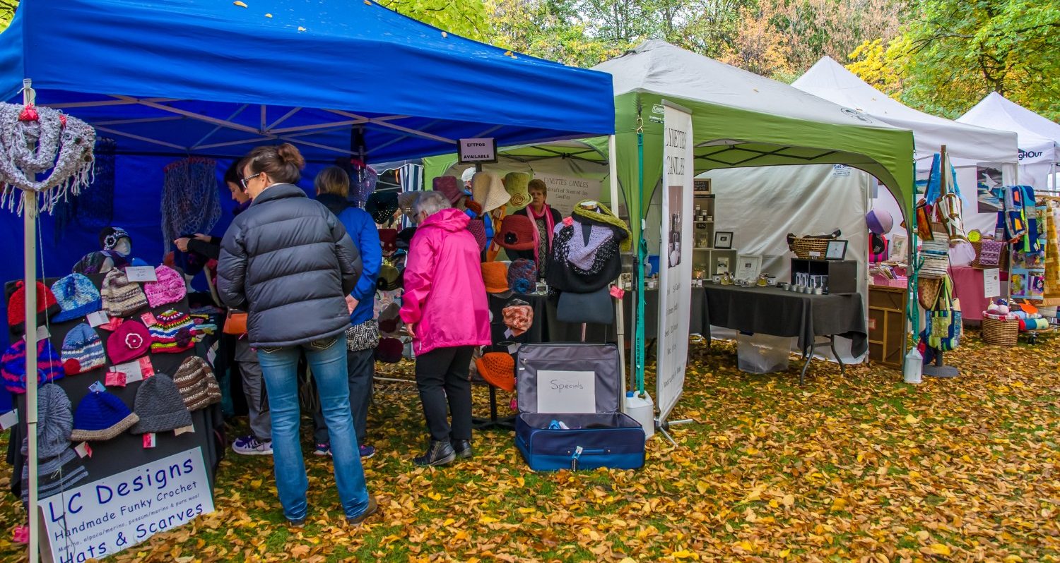 shoppers at an outdoor fall festival in ohio