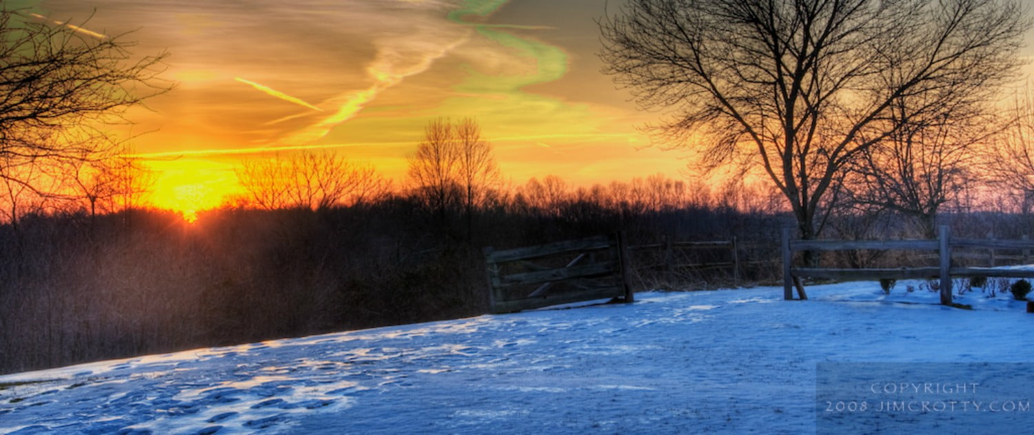 winter sunrise in Hocking Hills