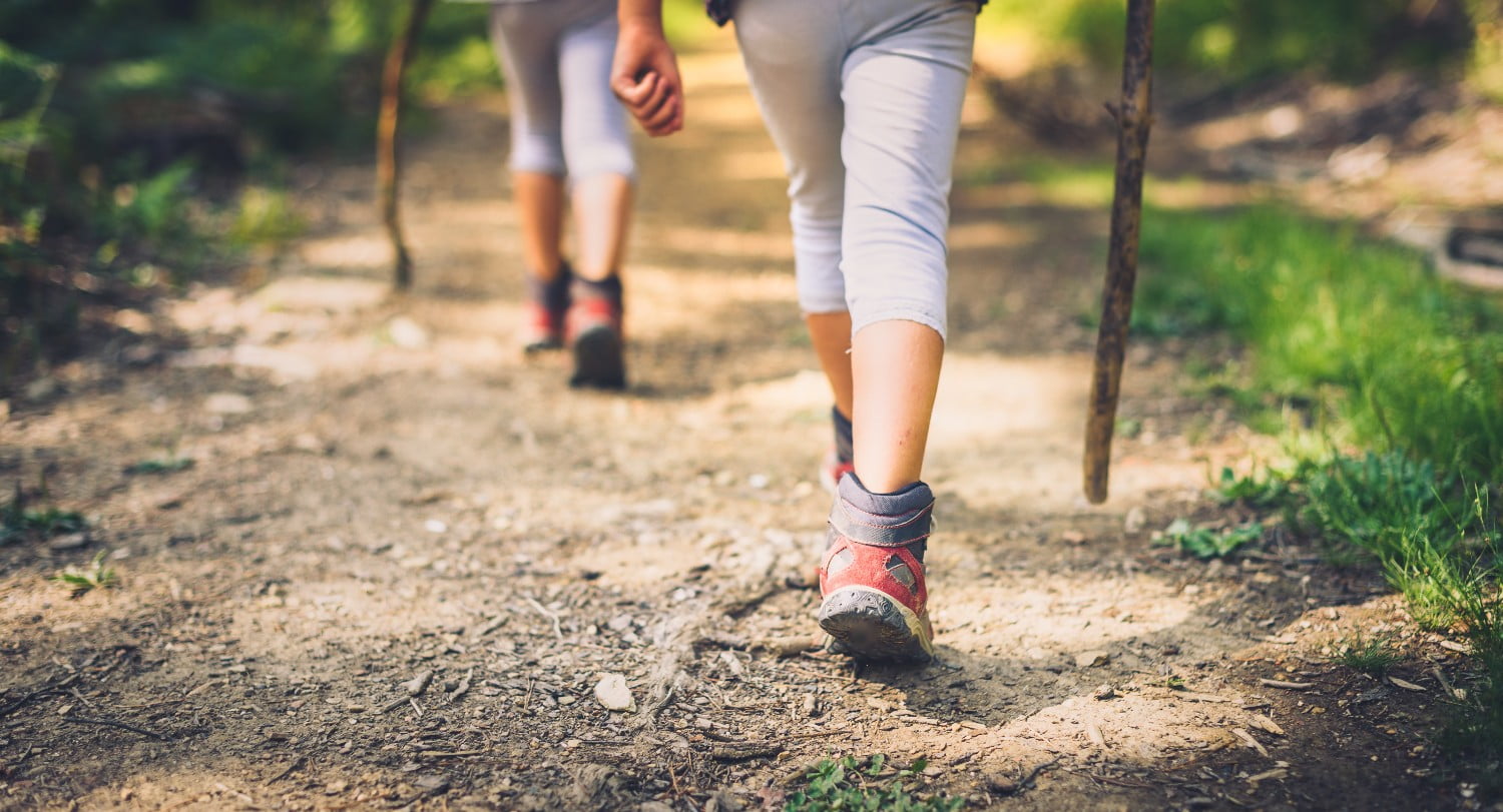 hiking with walking stick