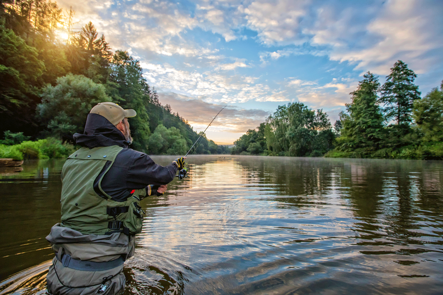 Man fishing on the river