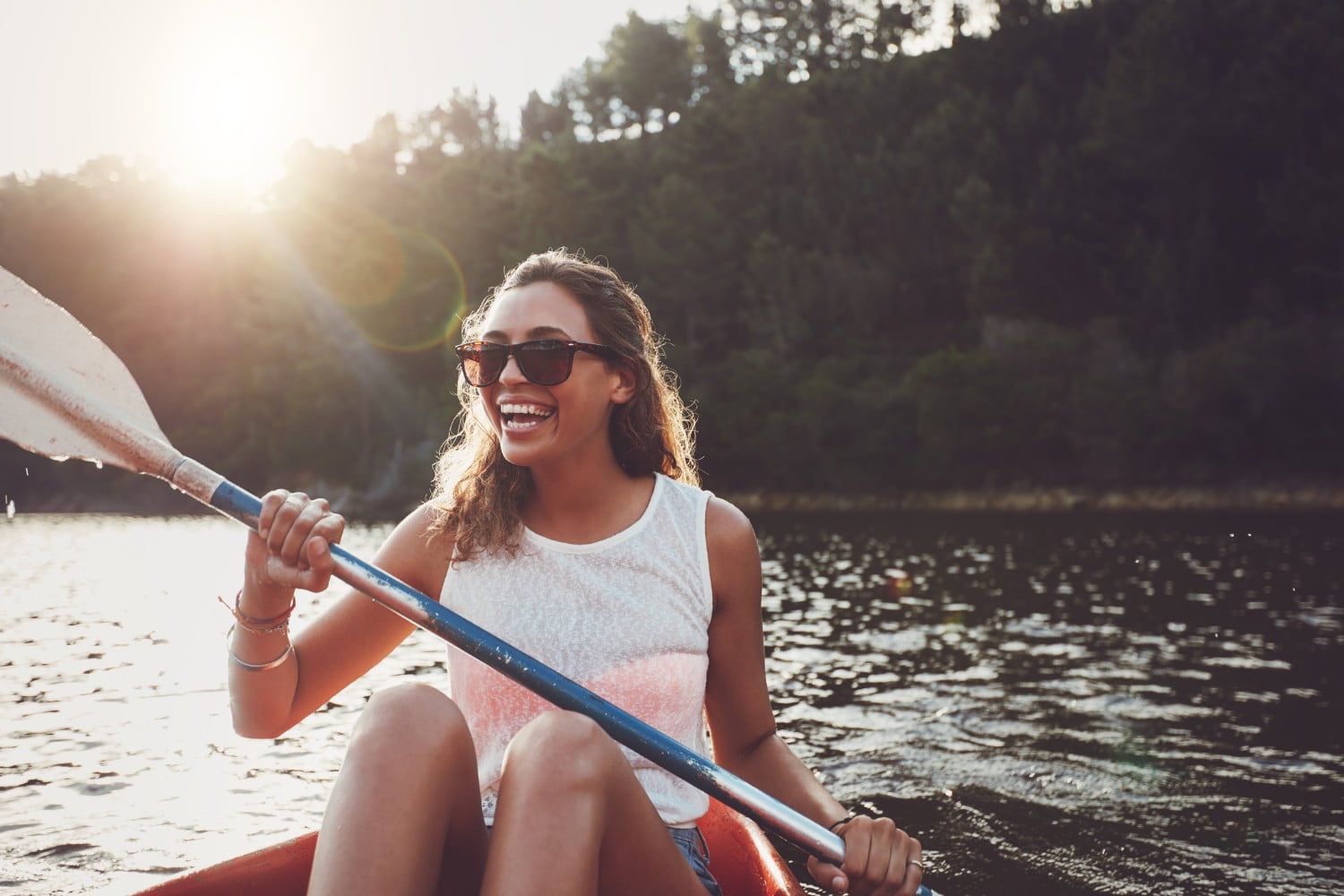 Woman on a kayak.