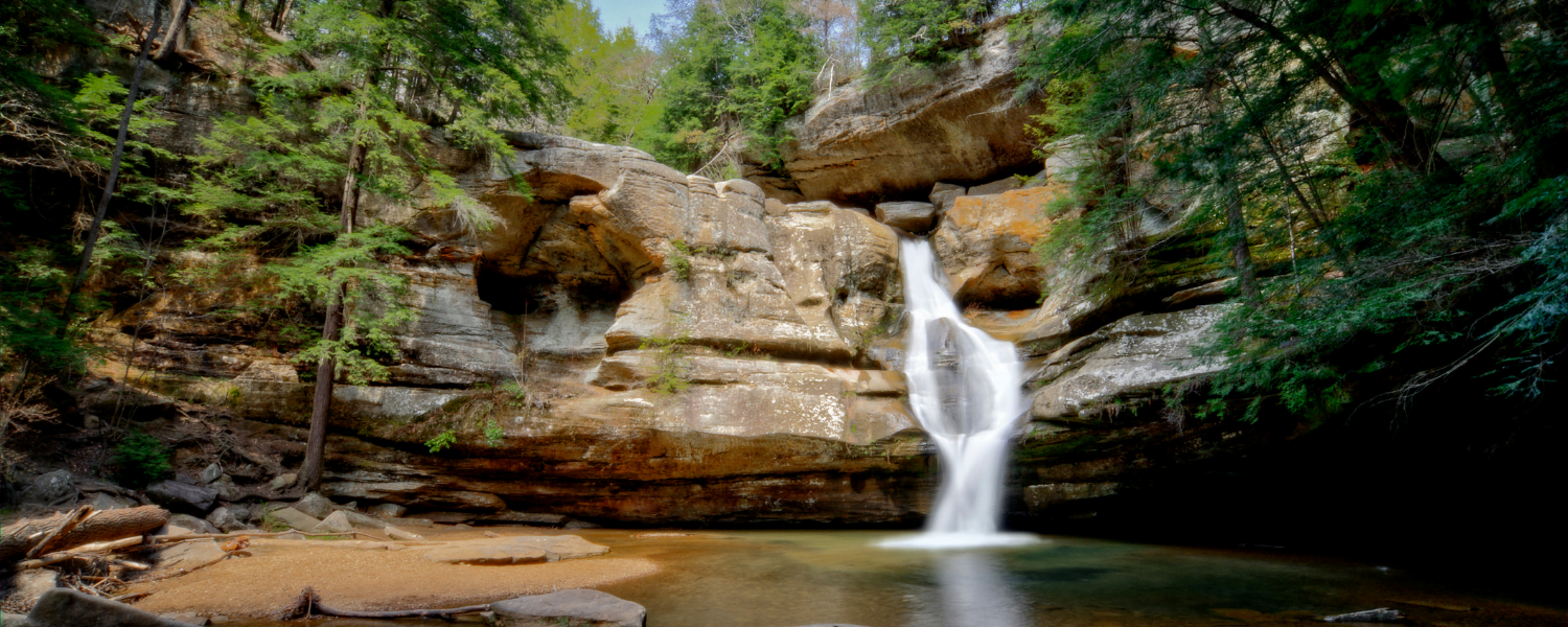 waterfall at hocking hills state park